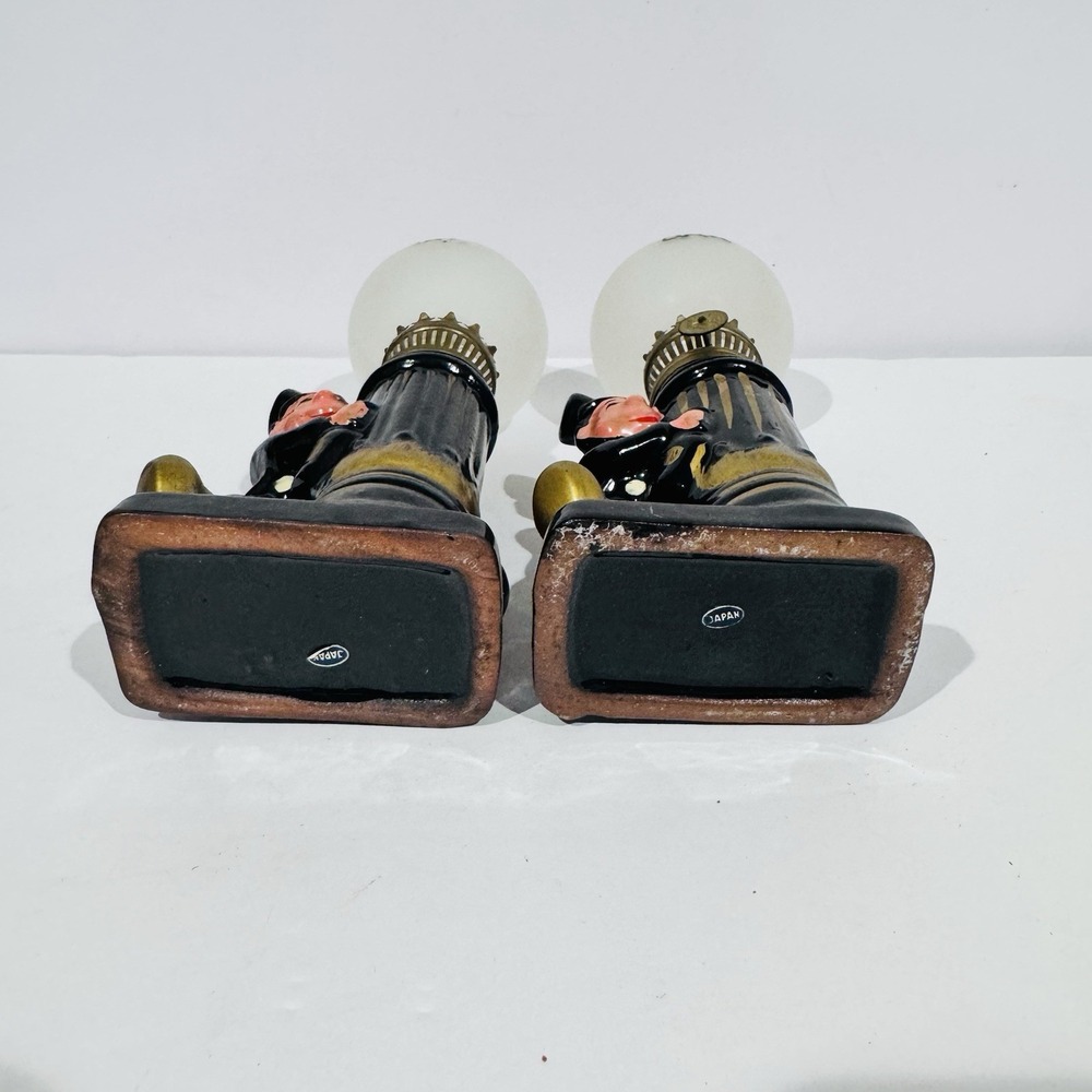 Pair Of Vintage Good Time Charlie Chaplin Tabletop Oil Lamp Post Bar Figurines - Picture 6 of 10